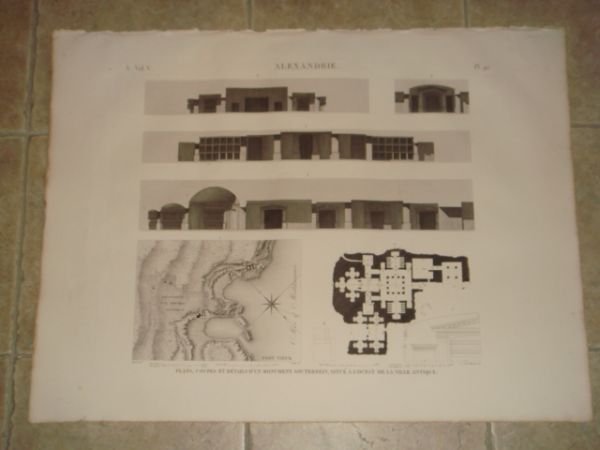 DESCRIPTION DE L'EGYPTE. Alexandrie. Plan, coupes et détails d'un monument …