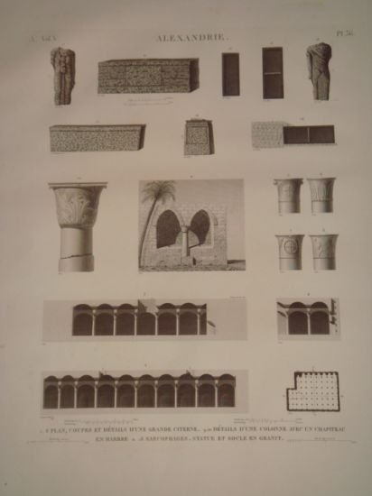 DESCRIPTION DE L'EGYPTE. Alexandrie. Plan, coupes et détails d'une grande …