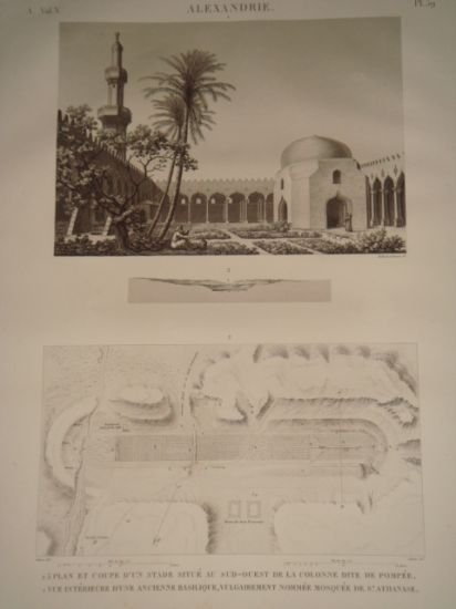 DESCRIPTION DE L'EGYPTE. Alexandrie. Plan et coupe d'un stade situé …