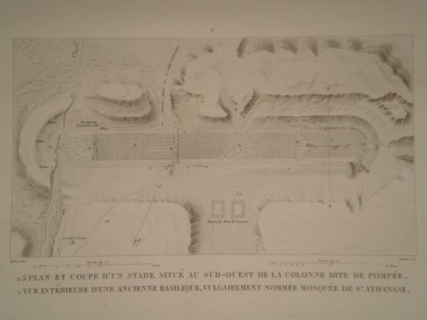 DESCRIPTION DE L'EGYPTE. Alexandrie. Plan et coupe d'un stade situé …