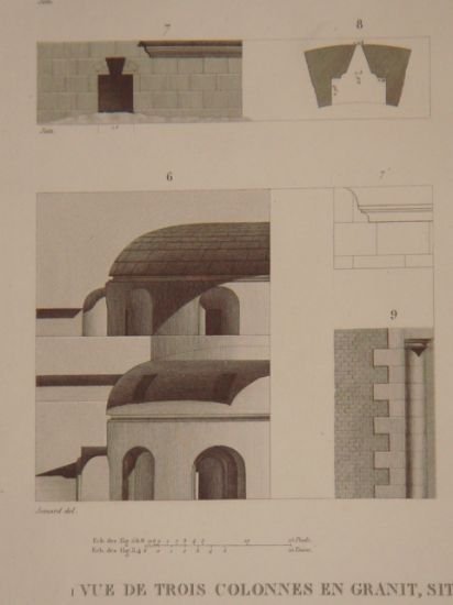 DESCRIPTION DE L'EGYPTE. Alexandrie. Vue de trois colonnes en granit …