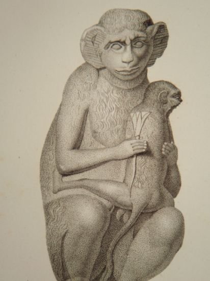 DESCRIPTION DE L'EGYPTE. Collection d'antiques. Lampe et figure en bronze, …