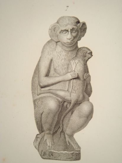 DESCRIPTION DE L'EGYPTE. Collection d'antiques. Lampe et figure en bronze, …