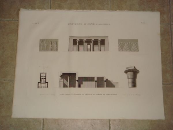 DESCRIPTION DE L'EGYPTE. Environs d'Esné (Latopolis). Plan, coupe, élévation et …