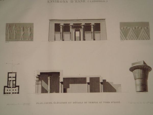 DESCRIPTION DE L'EGYPTE. Environs d'Esné (Latopolis). Plan, coupe, élévation et …