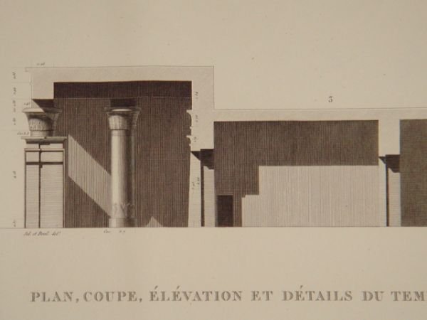 DESCRIPTION DE L'EGYPTE. Environs d'Esné (Latopolis). Plan, coupe, élévation et …