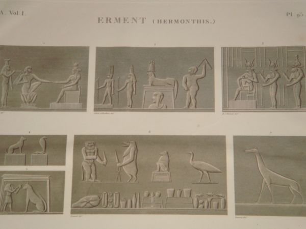 DESCRIPTION DE L'EGYPTE. Erment (Hermonthis). Bas-reliefs de l'intérieur et de …