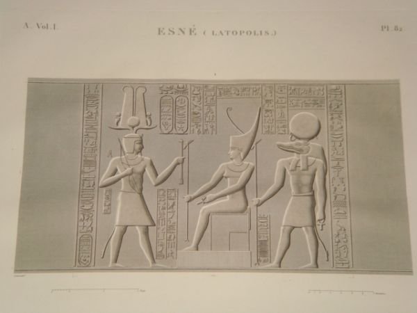 DESCRIPTION DE L'EGYPTE. Esné (Latopolis). Bas-reliefs du portique. (ANTIQUITES, volume …