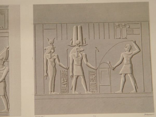 DESCRIPTION DE L'EGYPTE. Esné (Latopolis). Bas-reliefs du portique. (ANTIQUITES, volume …