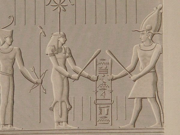 DESCRIPTION DE L'EGYPTE. Esné (Latopolis). Bas-reliefs du portique. (ANTIQUITES, volume …