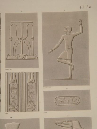 DESCRIPTION DE L'EGYPTE. Esné (Latopolis). Détails d'architecture, bas-reliefs et inscriptions …