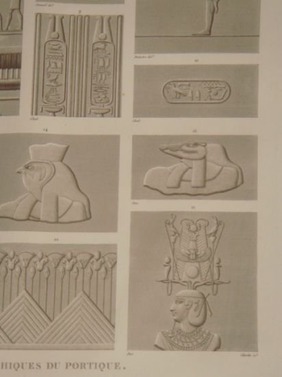 DESCRIPTION DE L'EGYPTE. Esné (Latopolis). Détails d'architecture, bas-reliefs et inscriptions …