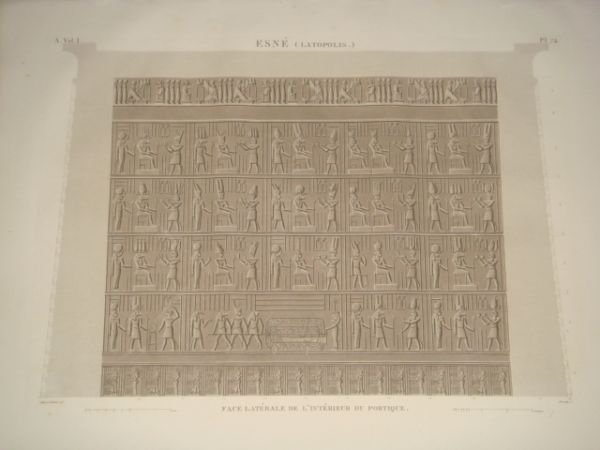 DESCRIPTION DE L'EGYPTE. Esné (Latopolis). Face latérale de l'intérieur du …