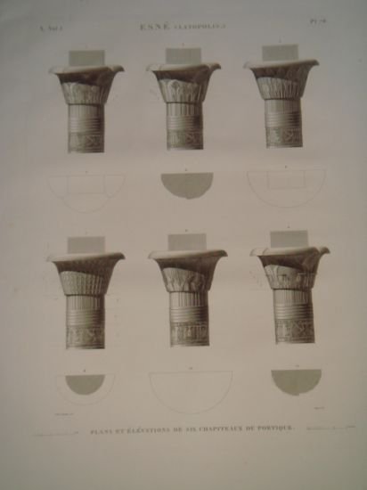 DESCRIPTION DE L'EGYPTE. Esné (Latopolis). Plans et élévations de six …