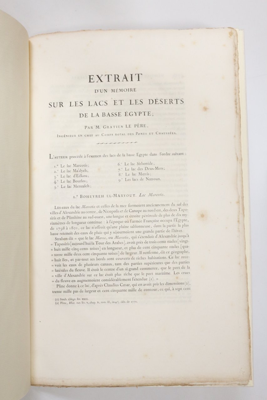 Description de l'Egypte. Extrait d'un mémoire sur les lacs et …