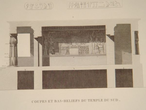 DESCRIPTION DE L'EGYPTE. Ile d'Eléphantine. Coupes et bas-reliefs du temple …