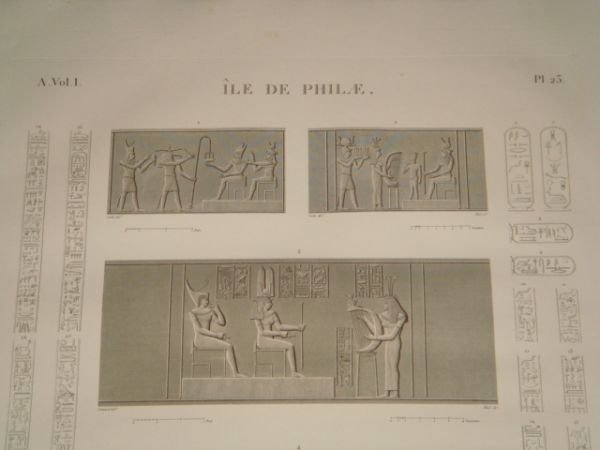 DESCRIPTION DE L'EGYPTE. Ile de Philae. Bas-reliefs et autres sculptures …