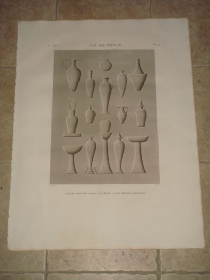 DESCRIPTION DE L'EGYPTE. Ile de Philae. Collection de vases sculptés …