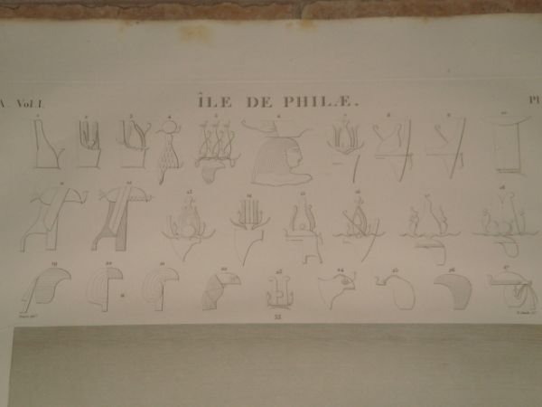 DESCRIPTION DE L'EGYPTE. Ile de Philae. Détails de coiffures symboliques, …
