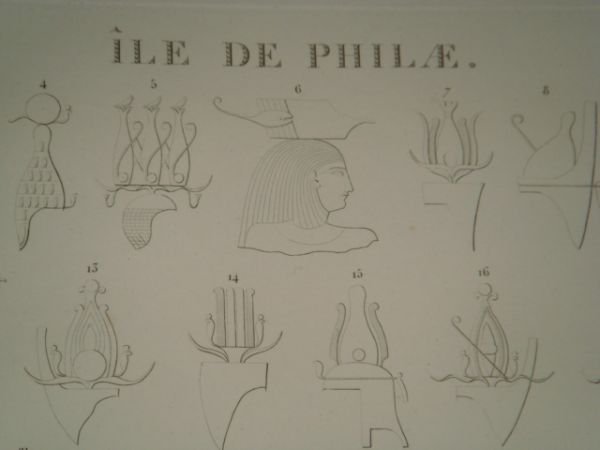 DESCRIPTION DE L'EGYPTE. Ile de Philae. Détails de coiffures symboliques, …