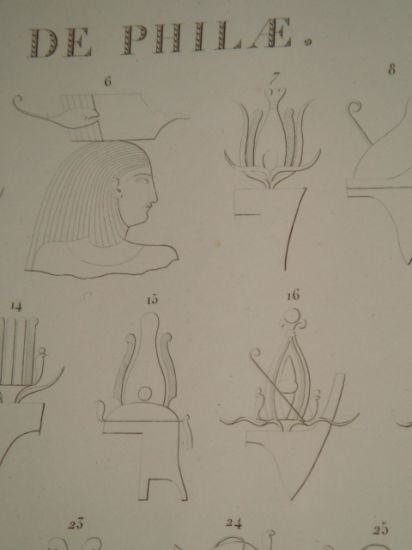 DESCRIPTION DE L'EGYPTE. Ile de Philae. Détails de coiffures symboliques, …
