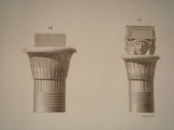 DESCRIPTION DE L'EGYPTE. Ile de Philae. Détails de quatorze chapiteaux …