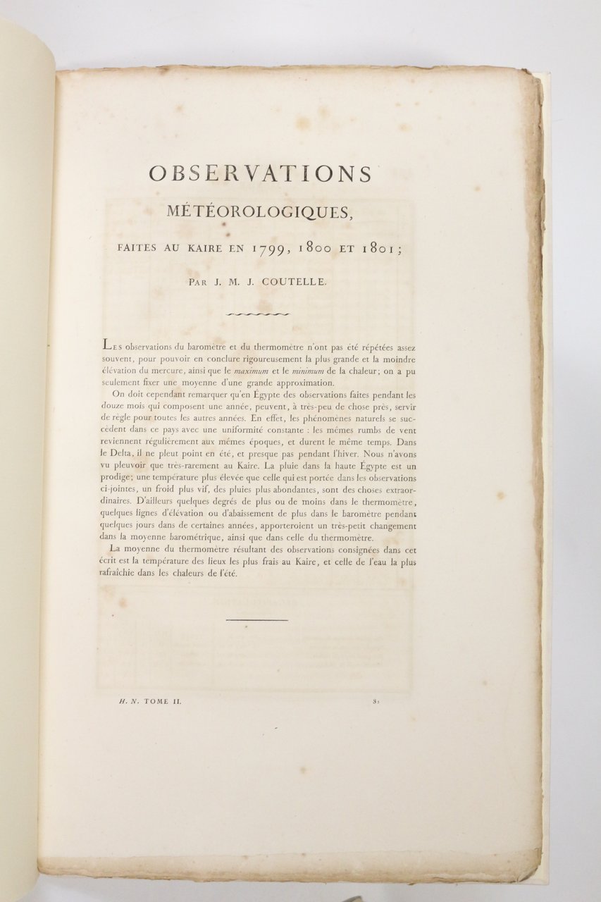 Description de l'Egypte. Observations météorologiques faites au Kaire en 1799, …