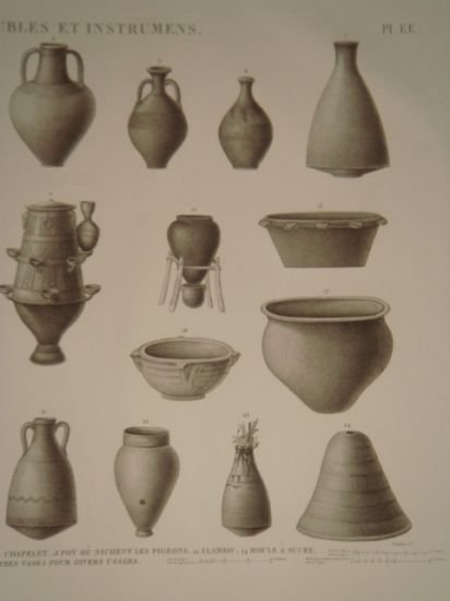 DESCRIPTION DE L'EGYPTE. Vases, meubles et instruments. Qoulleh, Barils, Jarres, …