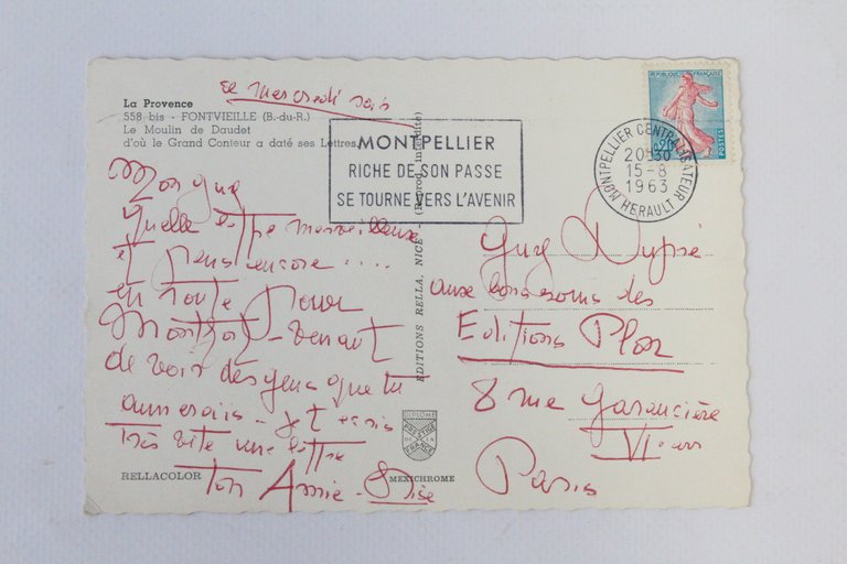 Deux lettres autographes manuscrites de Lise Deharme à Guy Dupré