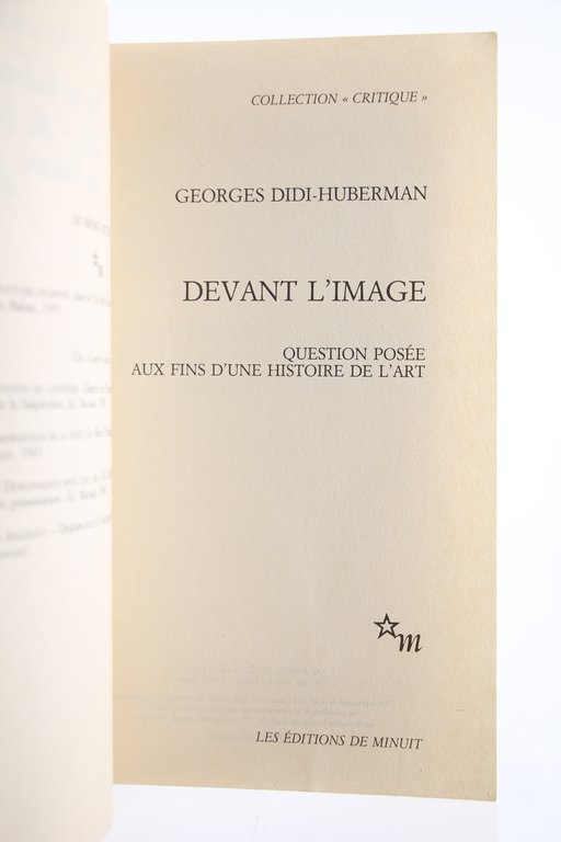 Devant l'Image. Question posée aux Fins d'une Histoire de l'Art