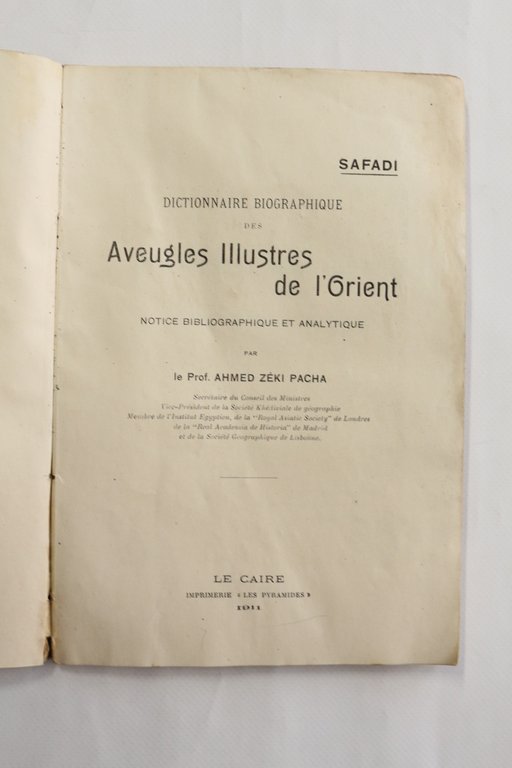 Dictionnaire biographique des aveugles illustres de l'Orient
