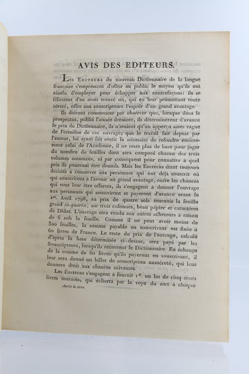 Discours préliminaire au nouveau dictionnaire de la langue française. Première …