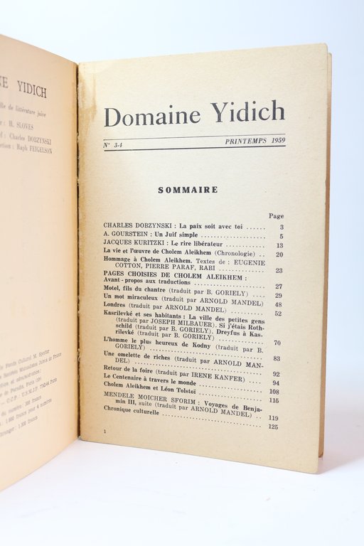 Domaine Yidich. Revue de littérature juive N°3 & 4