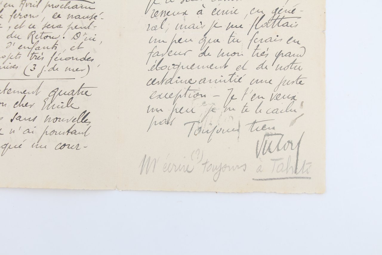 Double lettre autographe signée adressée à Emile Mignard : "Elles …