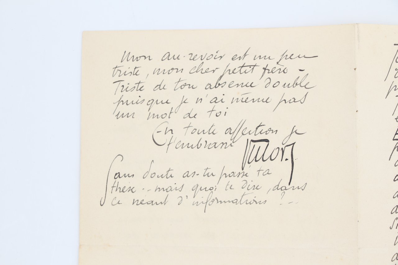 Double lettre autographe signée adressée à Emile Mignard et agrémentée …