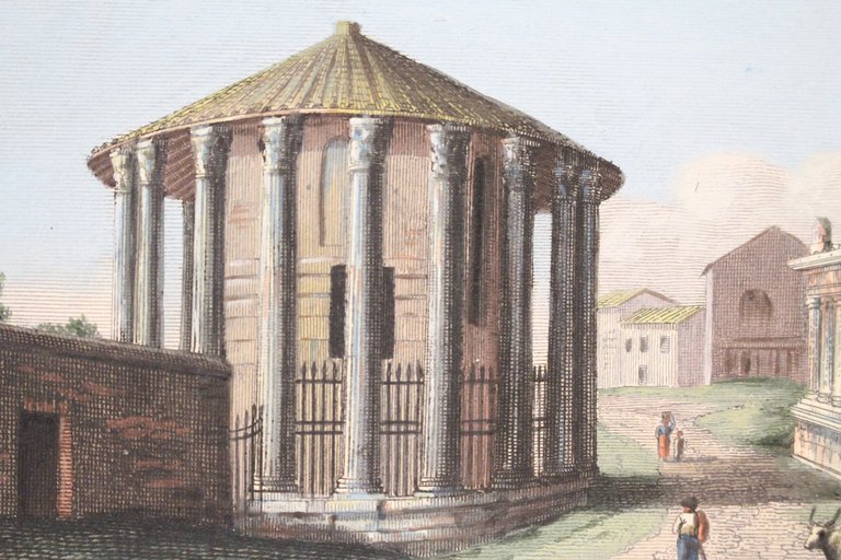 [ECOLE NAPOLITAINE] Vue du temple de Vesta et de la …