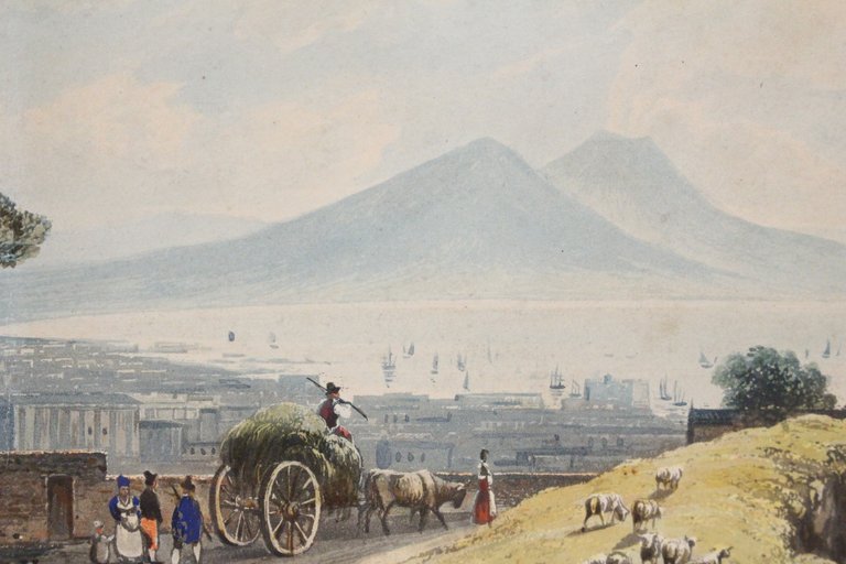 [ECOLE NAPOLITAINE] Vue du Vésuve depuis la baie de Naples