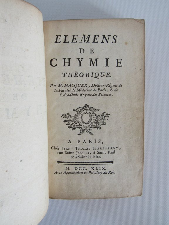 Elemens de chymie theorique