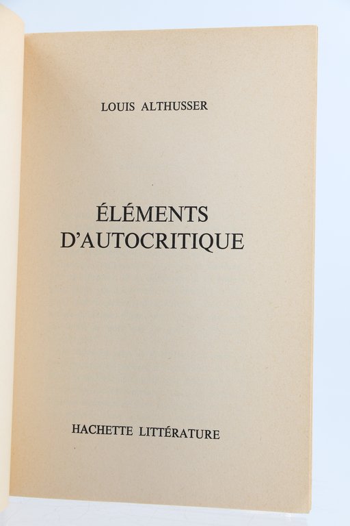 Eléments d'autocritique