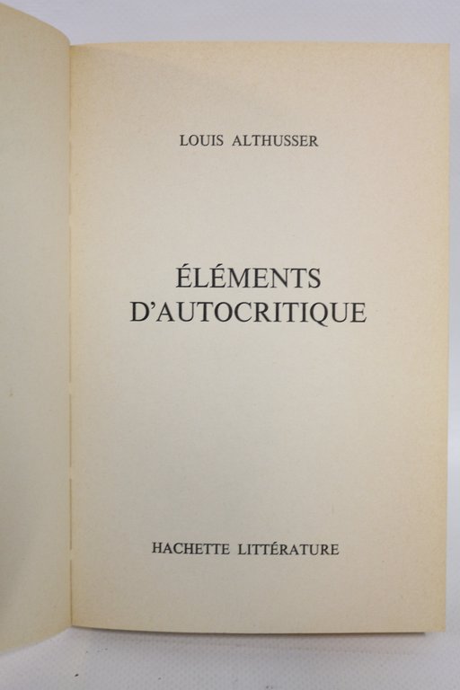 Eléments d'autocritique