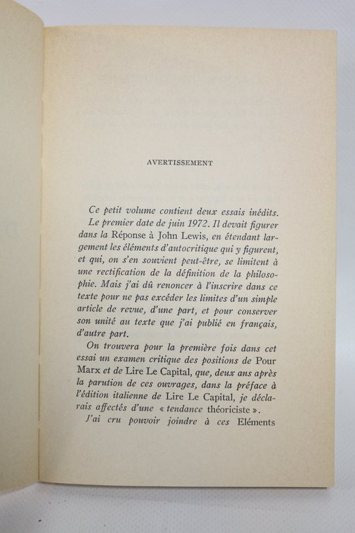 Eléments d'autocritique