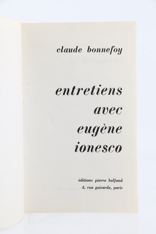 Entretiens avec Eugène Ionesco