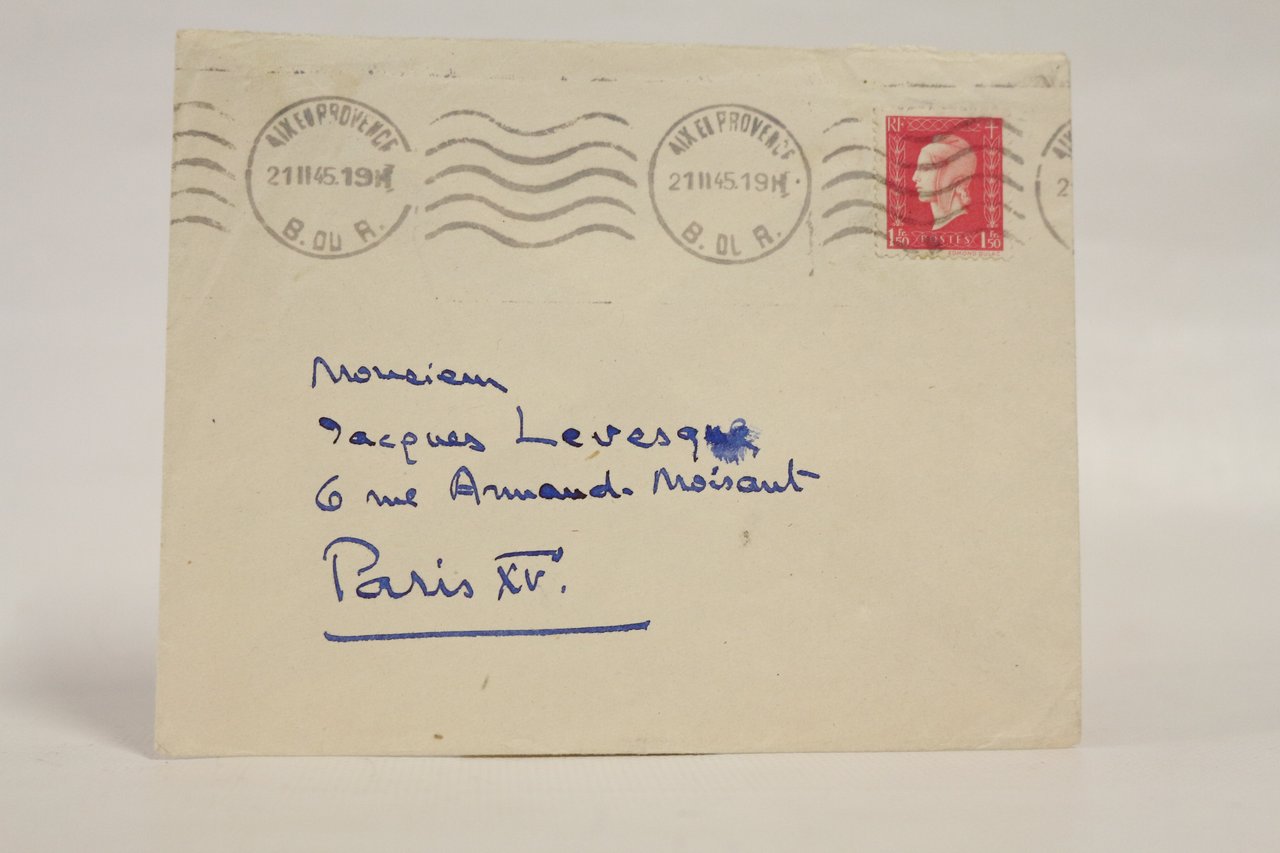 Enveloppe envoyée à son ami Jacques-Henri Levesque à son adresse …