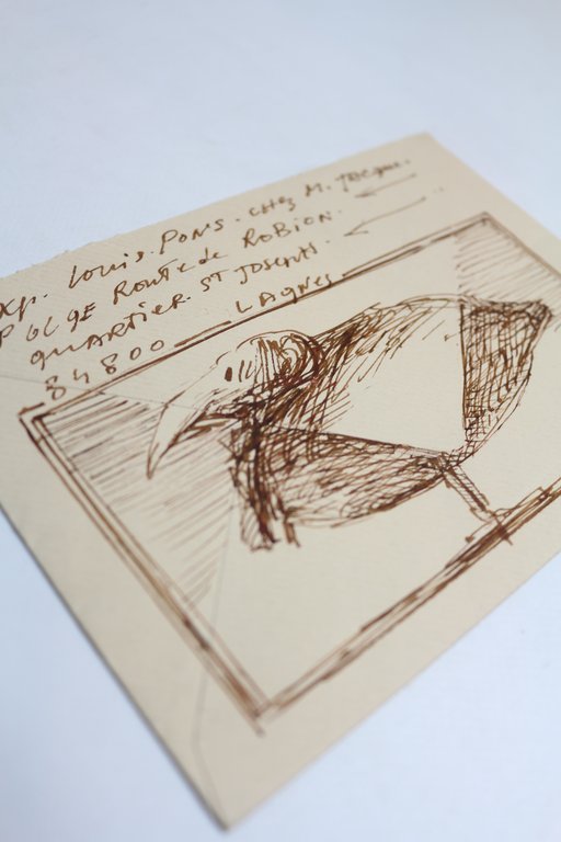 Enveloppe manuscrite envoyée à son ami Georges Raillard enrichie d'un …