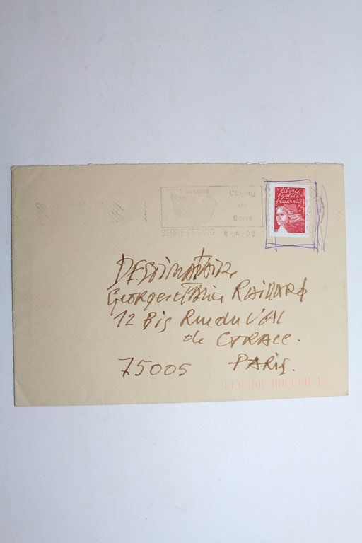 Enveloppe manuscrite envoyée à son ami Georges Raillard enrichie d'un …