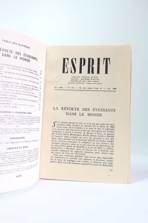 Esprit. La révolte des étudiants dans le monde. N°5 de …