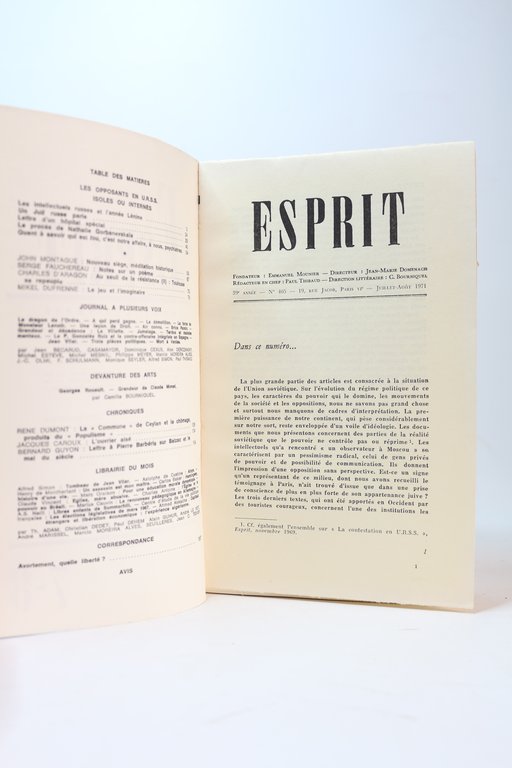 Esprit. Les opposants en U.R.S.S. isolés ou internés. Nouvelle série …