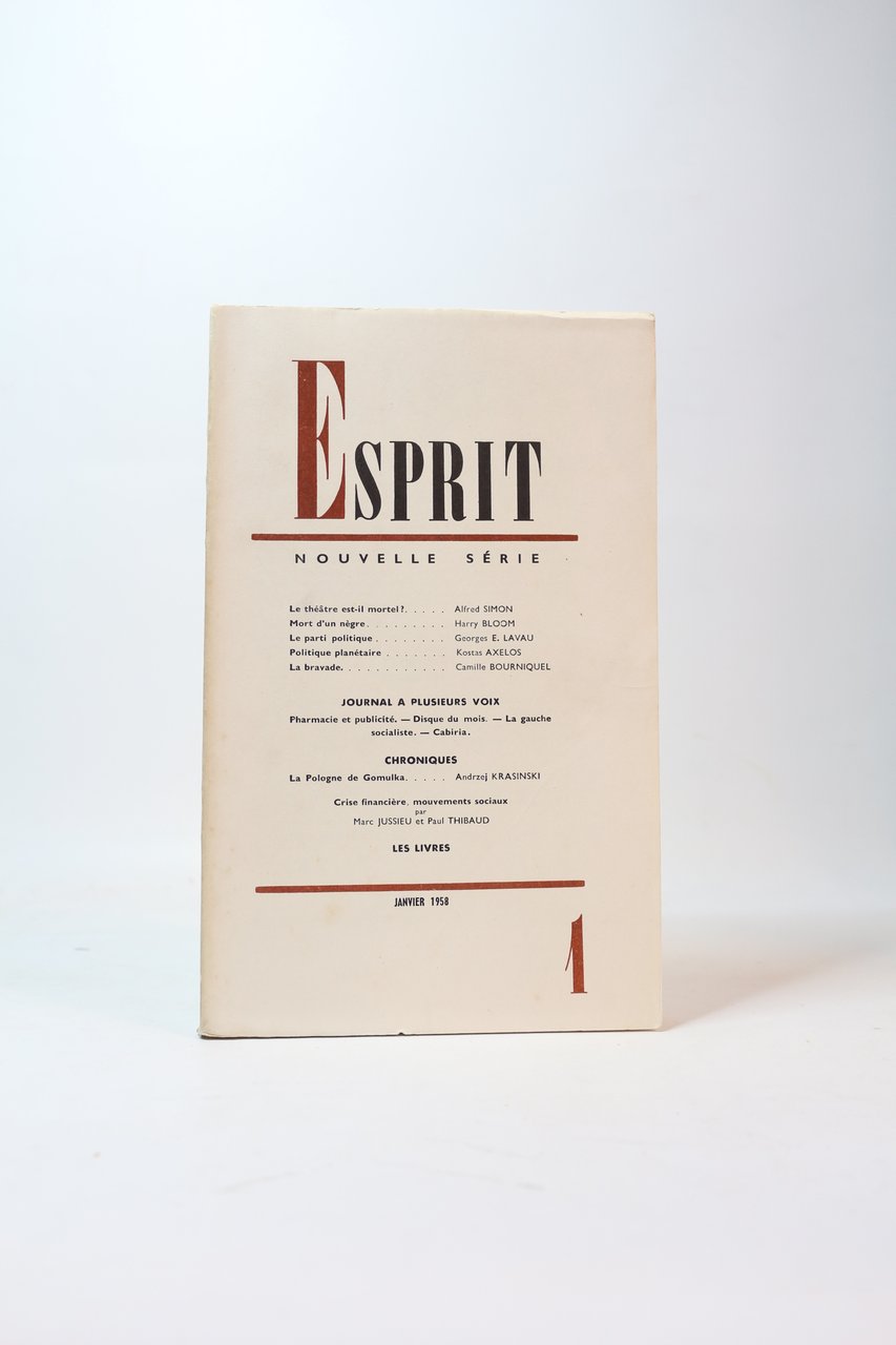 Esprit. Nouvelle série N°1 de la 26ème année