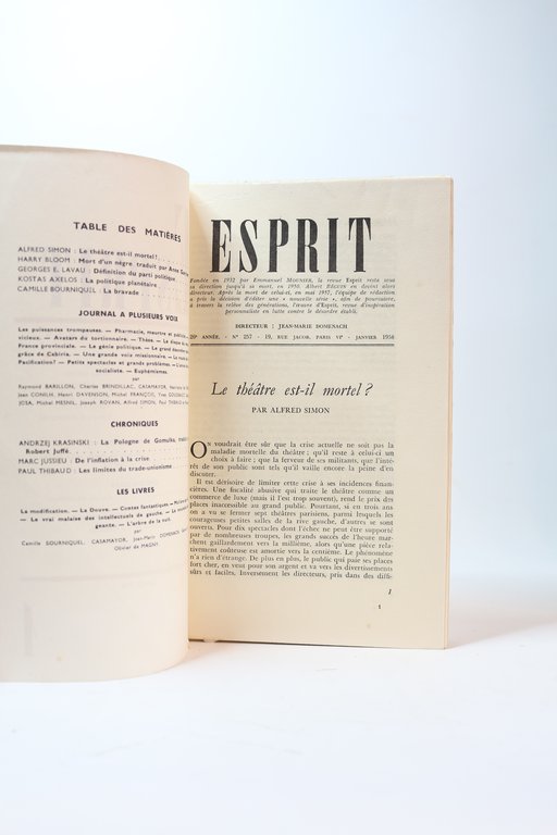 Esprit. Nouvelle série N°1 de la 26ème année