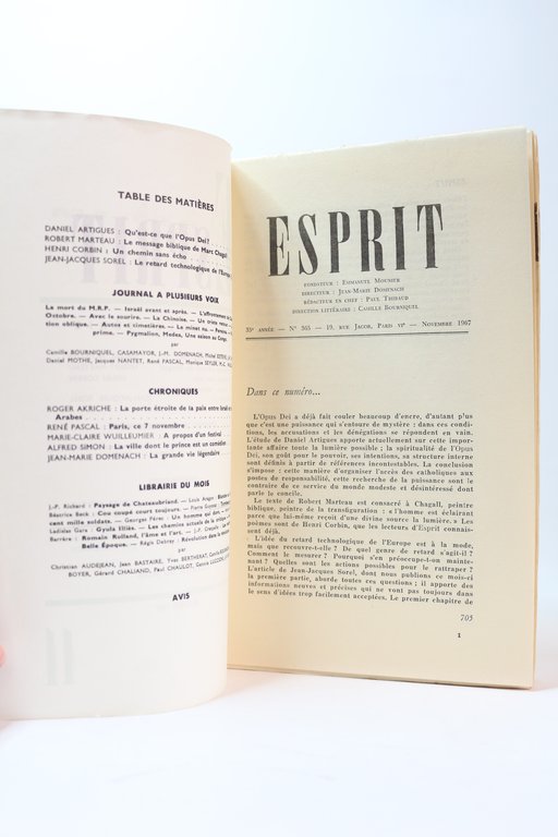 Esprit. Nouvelle série N°11 de la 35ème année
